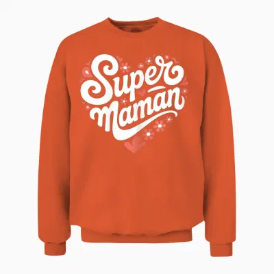 Super Mum Heart Flowers Gift Cute Original Mother Woman T-Shirt, Black, S Unisex Sweatshirt - Orange