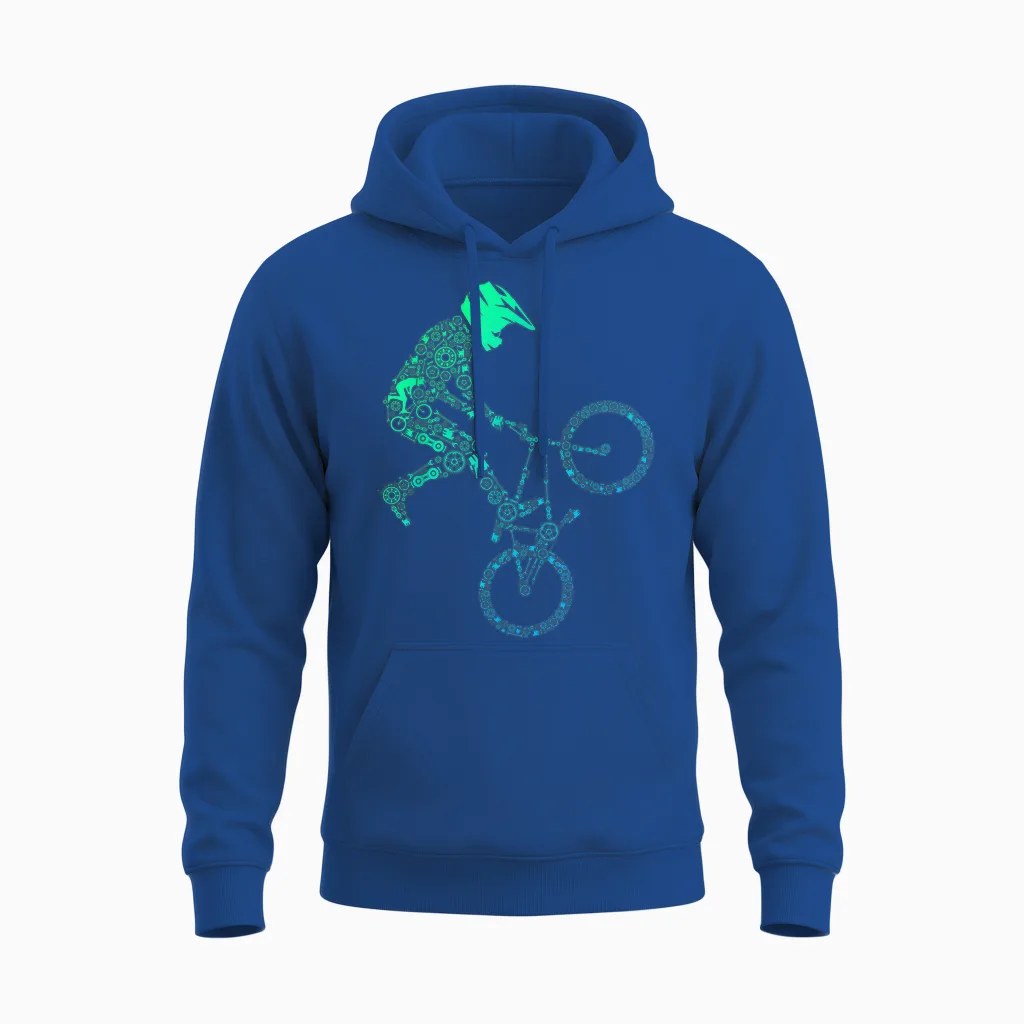 Boys Bmx Bike Shirts | Bike Rider Gear Bmx T-Shirt, Black Unisex Hoodie in Royal