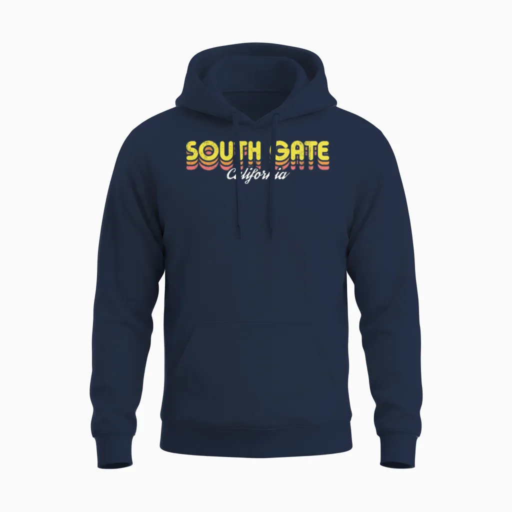 Retro South Gate California Unisex Hoodie in Navy