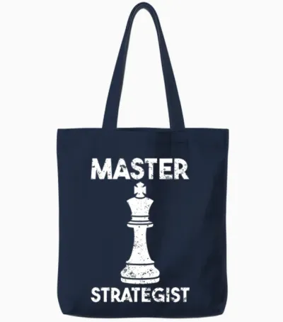 Chess King Master Strategist for Chess Lovers Tote Bags - Navy