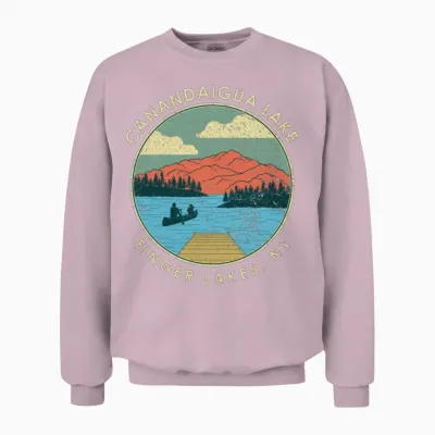 Finger Lakes Ny New York Canandaigua Lake Print Unisex Sweatshirt - Light Pink