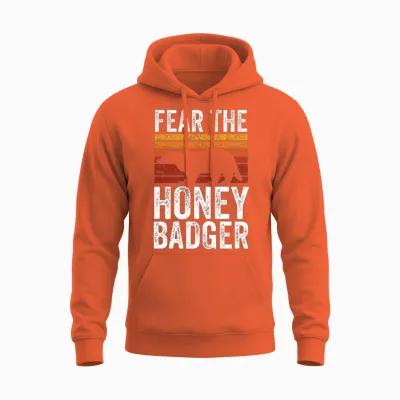 Retro Fear the Honey Badger Unisex Hoodie - Orange
