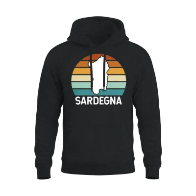 Retro Sardegna Unisex Hoodie - Black