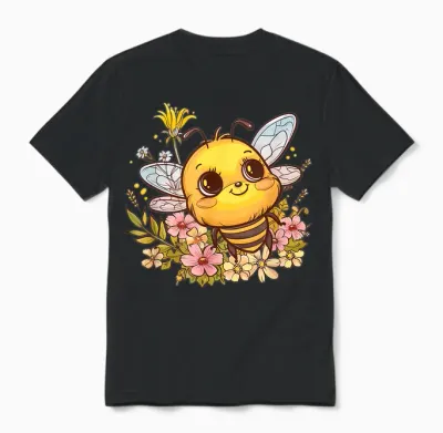 Niedliche Biene Mit Blumen I Kids Bee Unisex T-Shirt - Black