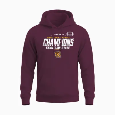 Kennesaw State Owls C-Usa Champs 2025 Football Locker Room Unisex Hoodie - Maroon
