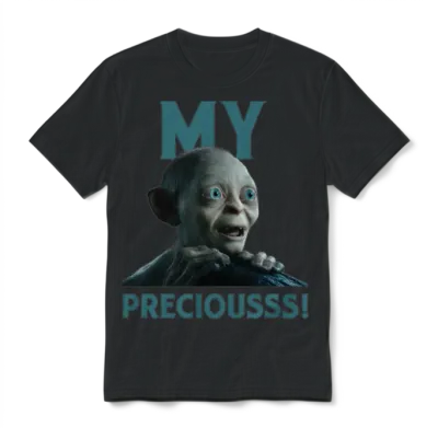 The Hobbit Funny Gollum Design My Precious Unisex T-Shirt - Black