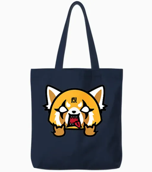 Aggretsuko Rage Front and Back Logo Tote Bags in Navy