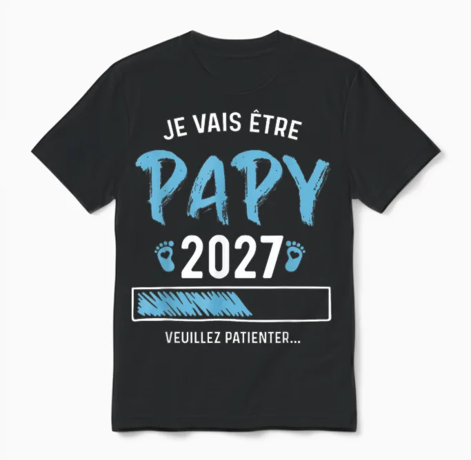 Homme Futur Papy 2027 Annonce Grossesse Papy 2027 Unisex T-Shirt in Black