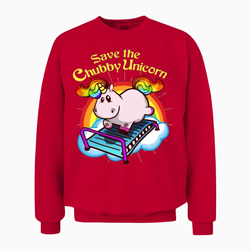 Unicorn Fitness Diet Fat Rainbow Yoga Gift Unisex Sweatshirt in Red