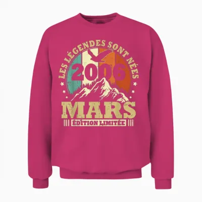 Les Légendes Sont Nées En Mars 2006, Anniversaire 20 Ans Unisex Sweatshirt - Heliconia