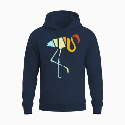 Flamingo Retro Unisex Hoodie - Navy