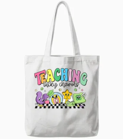 St Patricks Day Teacher Shirt Teaching Lucky Charm Tote Bags - White