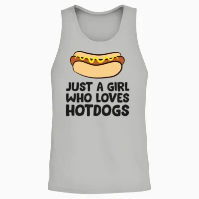 Just a Girl Who Loves Hot Dogs Unisex Tank Top - Ash