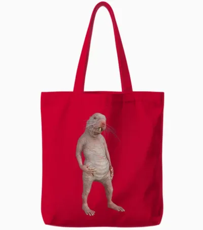 Live Weird Funny Naked Mole Rat Strange Animal Tote Bags - Red