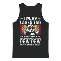 Laser Tag Panda Pew Pew Unisex Tank Top - Black – 1