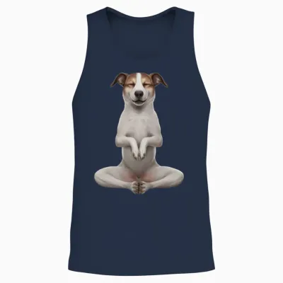 Dog Yoga Unisex Tank Top - Navy