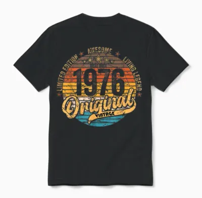 1976 Vintage Birthday Retro Vintage Men Women Gift Unisex T-Shirt - Black