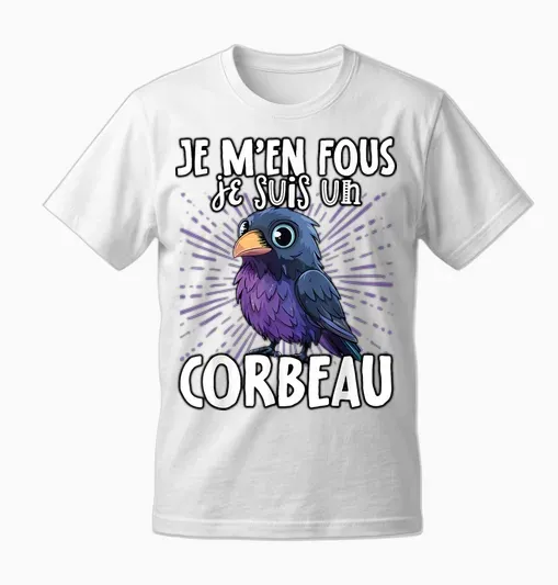 Je M'en Fous Je Suis Un Crobeau - Sweet Raven T-Shirt, Black, S Unisex T-Shirt - White