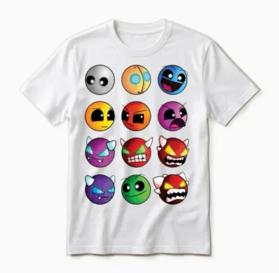 Geometry Dash Difficulty Demon Faces Unisex T-Shirt - White