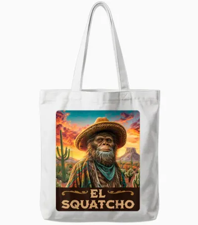 Guardian of the Desert: Bigfoot, Sasquatch, & El Squatcho Tote Bags - White