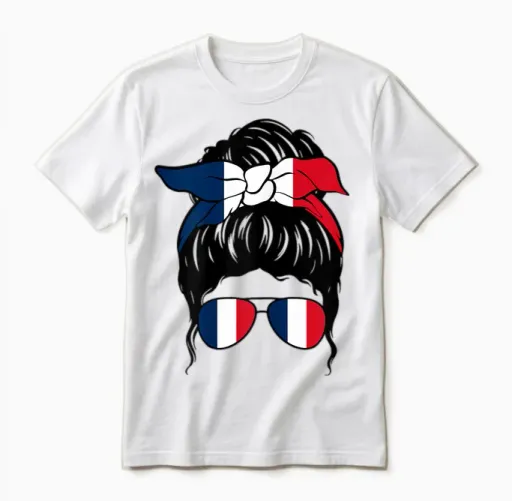 French Girl France French Flag French Pride Unisex T-Shirt in White
