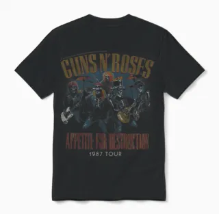 Guns N'roses Appetite for Destruction 1987 Vintage Rock Long Sleeve Tower Unisex T-Shirt in Black - 1