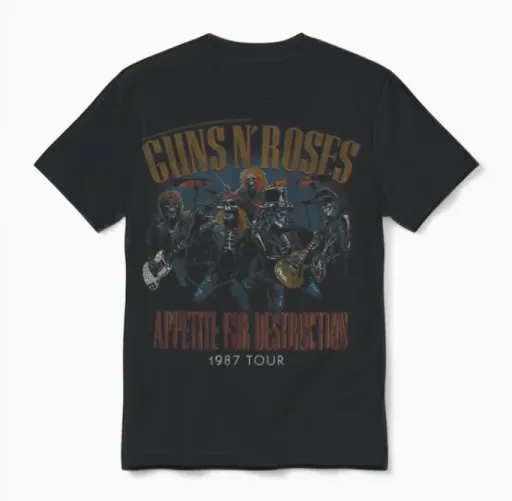 Guns N'roses Appetite for Destruction 1987 Vintage Rock Long Sleeve Tower Unisex T-Shirt in Black