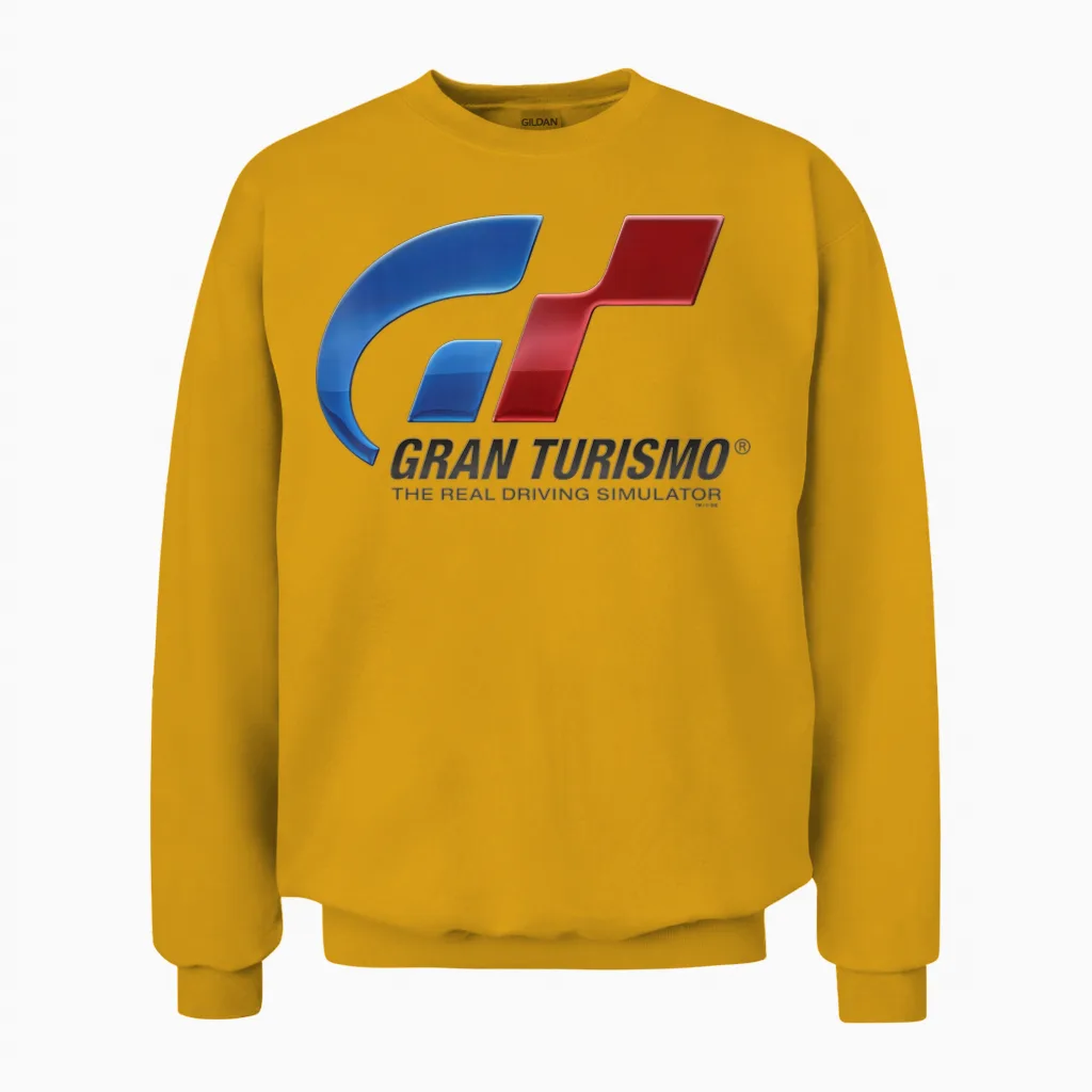Playstation Gran Turismo the Real Driving Simulator Logo Unisex Sweatshirt in Gold
