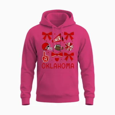 Oklahoma Women Girls Toddler Sister Bow for Oklahoma Lover Unisex Hoodie - Heliconia