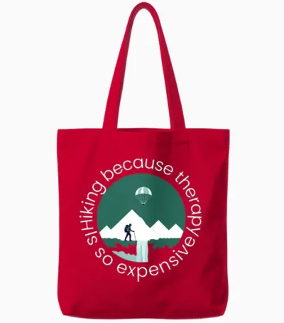 Hike or Die but Mostly Hiking Tote Bags - Red