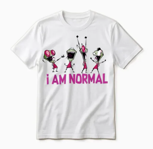 Nickelodeon Invader Zim I Am Normal Dance T-Shirt Small Unisex T-Shirt in White