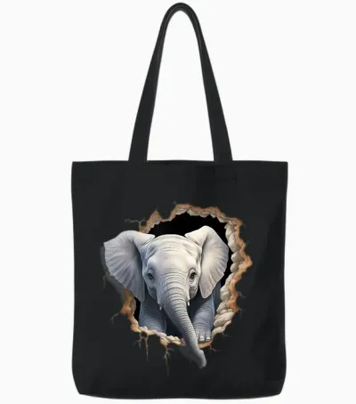 Elefanten-Wandmotiv Kunstwerk Tierwelt Afrikanische Tierliebhaber Tote Bags - Black