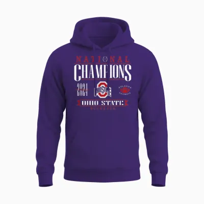 Ohio State Buckeyes National Champs 2024 Cfp Icon Black Unisex Hoodie - Purple