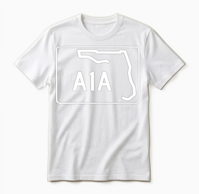 Retro A1a Beachfront Avenue Florida State Unisex T-Shirt in White