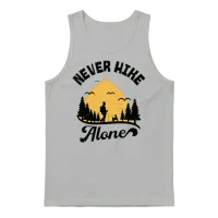 Never Hike Alone Mountain Dog Hiking Hiker Unisex Tank Top - Ash – 1