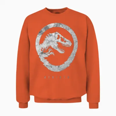 Jurassic World Rebirth Logo with Stone Look Unisex Sweatshirt - Orange