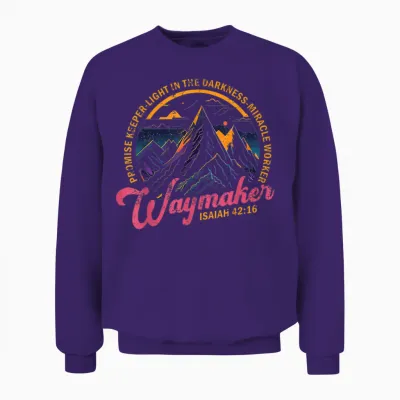 Waymaker Vintage Promise Keeper Miracle Worker Christian Unisex Sweatshirt - Purple
