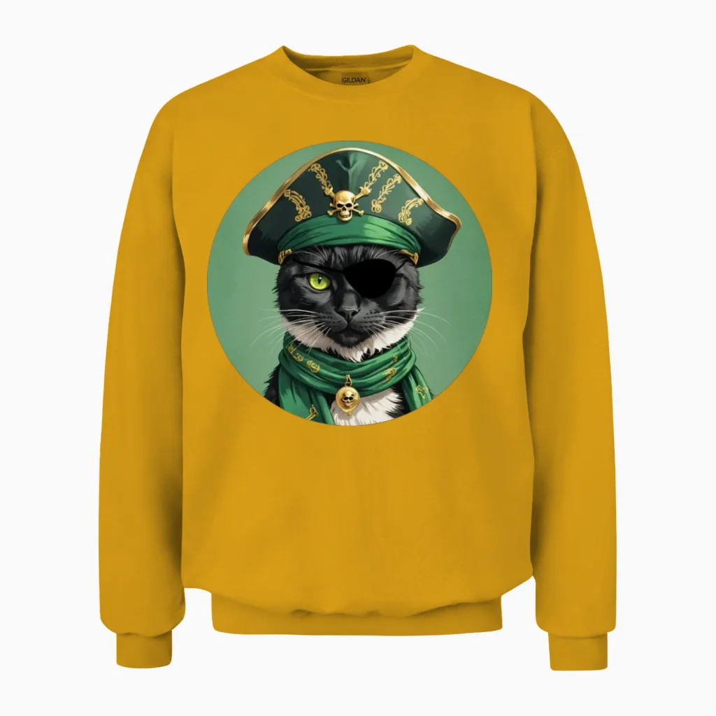 Pirate Cat Lovers Unisex Sweatshirt in Gold