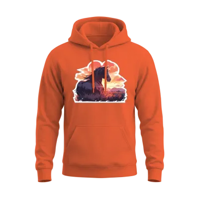 Rapping Horses Black Horse Riding Riders Unisex Hoodie - Orange