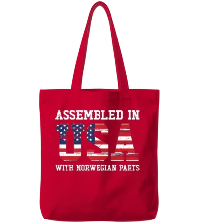 Born Norwegian Norway American Usa Citizenship Tote Bags - Red