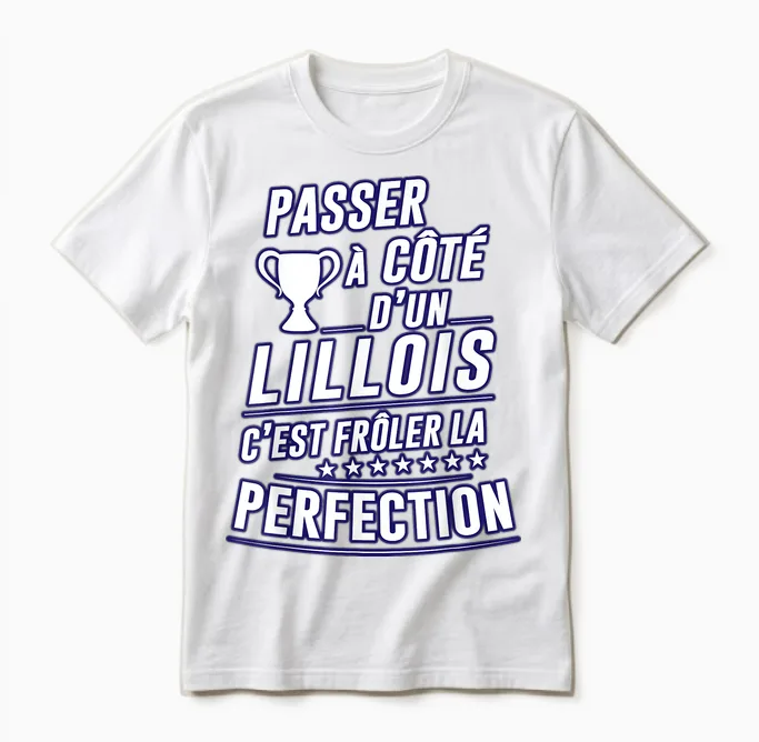 Lille Champion De France Supporter Lillois Football T-Shirt, Red Unisex T-Shirt in White