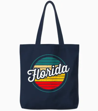 Florida Retro Sunset Tote Bags - Navy