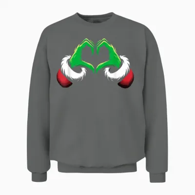 Funny Elf Heart Hands Love Christmas Unisex Sweatshirt - Graphite Heather