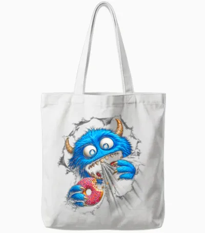 Cadeau Original Effet Optique Donut Monstre Drole Trompe œil Tote Bags - White