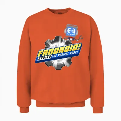 Fandroid Logo with Waving Fandroid Unisex Sweatshirt - Orange
