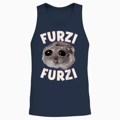Furzi Furzi Grooviges Sad Hamster Internet Hamster Sad Meme Unisex Tank Top - Navy
