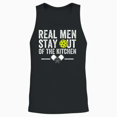Real Men Stay Out of the Kitchen Funny Pickleball Vintage Unisex Tank Top - Black