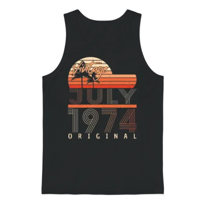 1974 in July Vintage Unisex Tank Top - Black