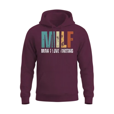 Milf Man I Love Farting Funny Retro Men Dad Humor Unisex Hoodie - Maroon