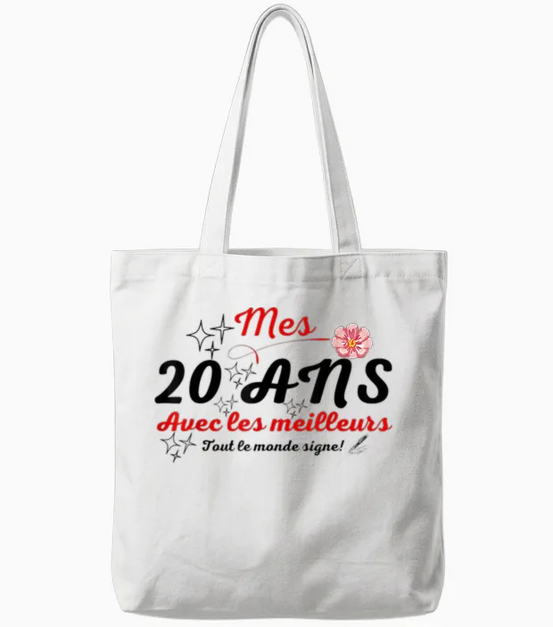 A Signer 20 Ans Anniversaire Gift Anniv 20 Years Signature Tote Bags in White